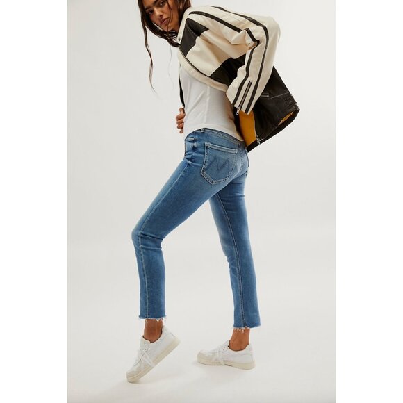 Mother Mid Rise Dazzler Ankle Fray In Riding Cliffside Size 32 Straight Jeans - Picture 3 of 8